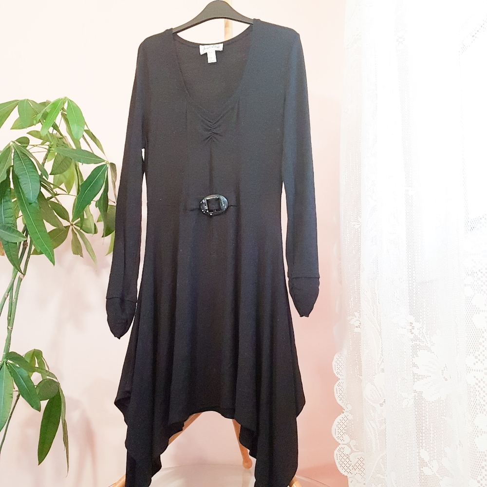Joseph Ribkoff Black Long Sleeve Asymmetric Tunic Dress